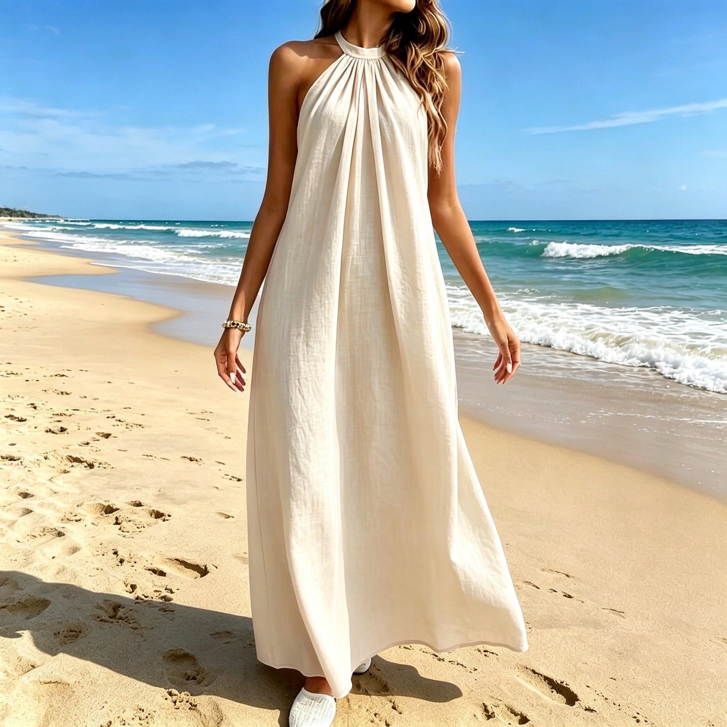 Elegant Breeze Halter Maxi Dress