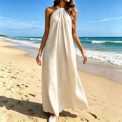 Elegant Breeze Halter Maxi Dress