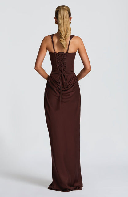 Fishbone Strap High-Waist Bodycon Maxi Dress