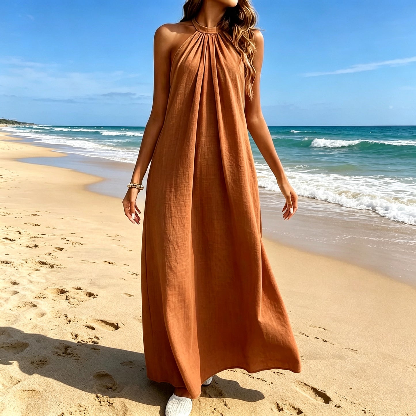 Elegant Breeze Halter Maxi Dress