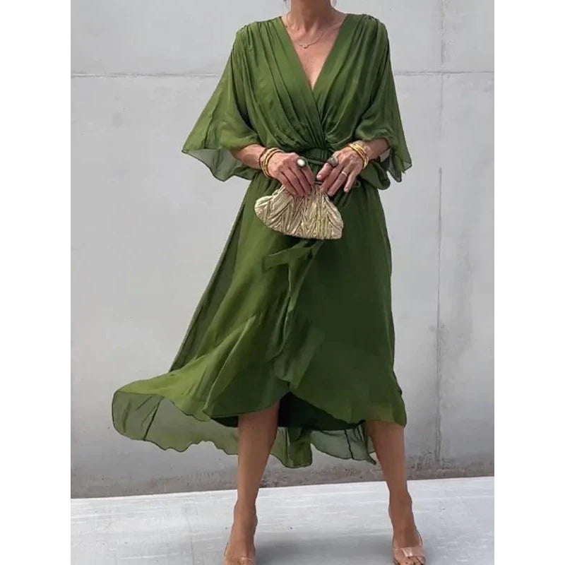 Boho Bat Sleeve Maxi Dress