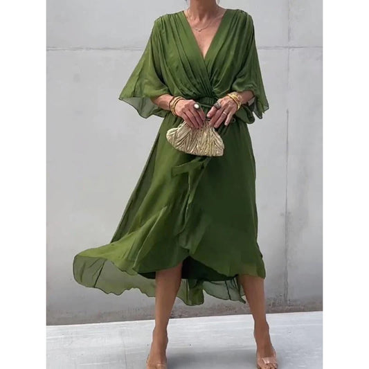 Boho Bat Sleeve Maxi Dress