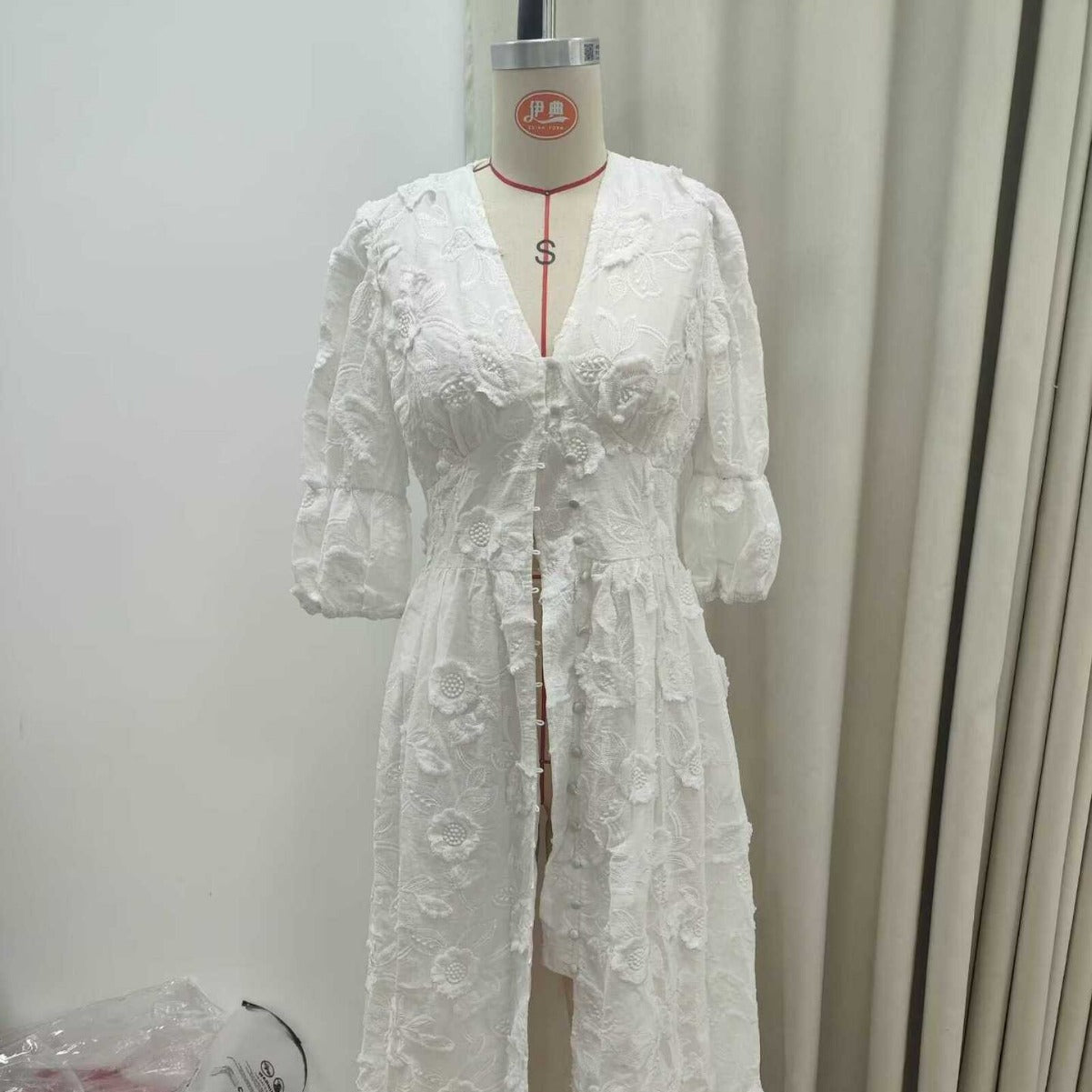 Boho Embroidered Wrap Dress