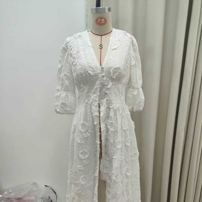 Boho Embroidered Wrap Dress